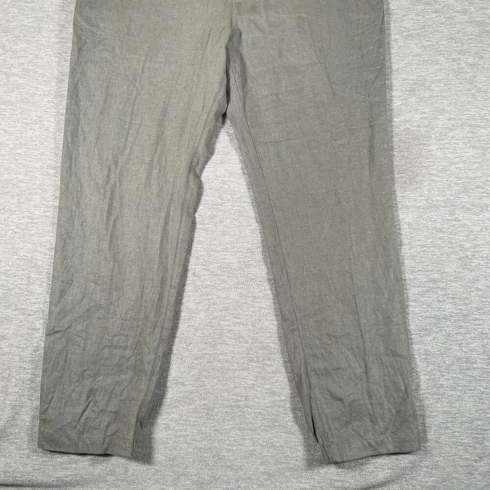 Onia Pants Mens XL Green Linen Viscose Elastic Waist Straight Leg Chino Casual